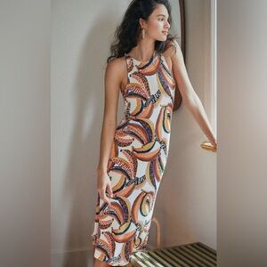 FARM Rio with Anthropologie "Alyse" banana midi smocked sleeveless dress, small